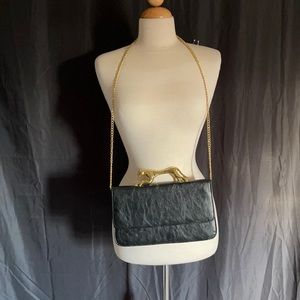Black faux leather cross body